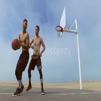 a-man-takes-a-jump-shot-while-playing-one-on-one-basketball-hoops-on-a-beach-court-vide project thumbnail